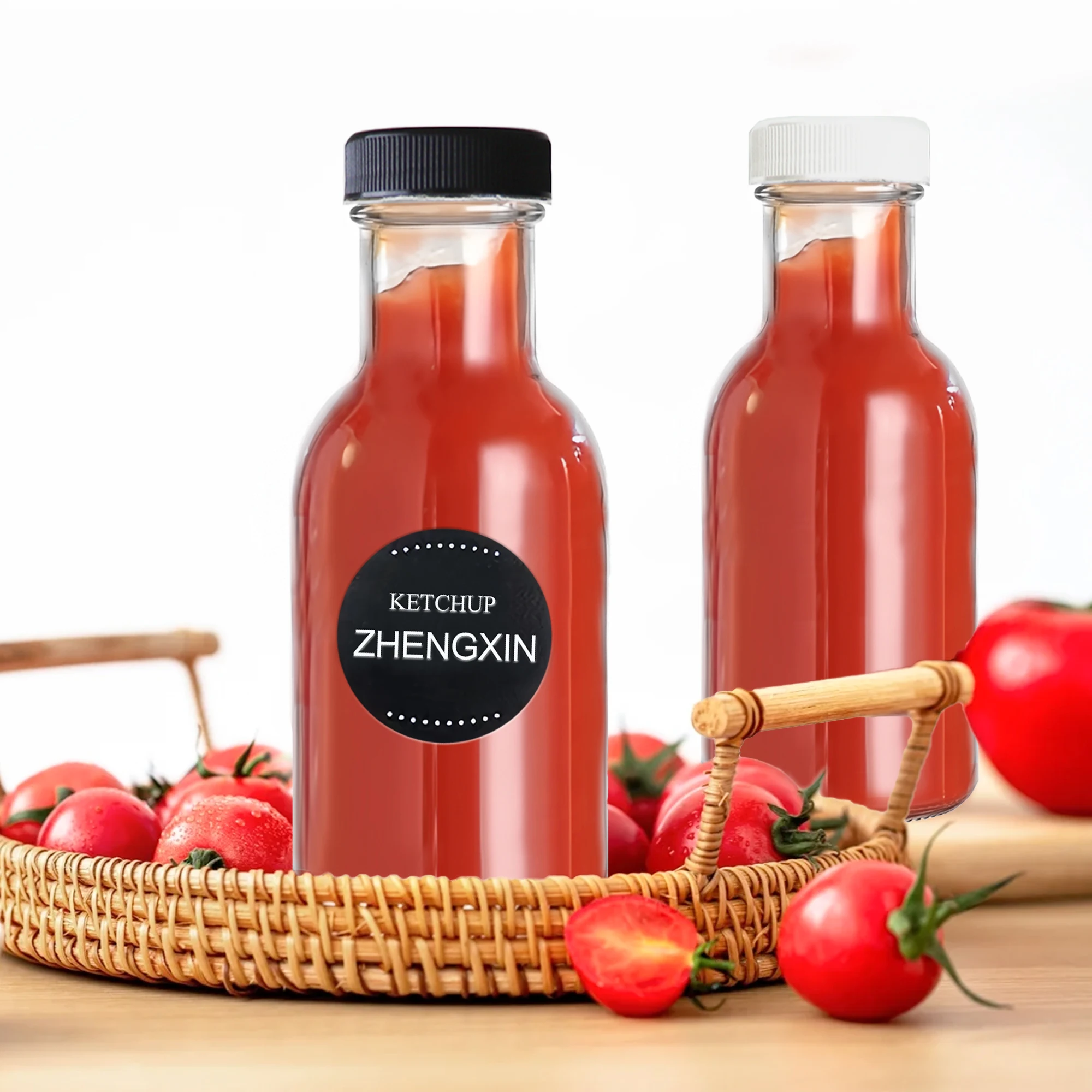 Empty 250ml 350ml Glass Sauce Bottle Hot oil red sauce salad dressing Chili ketchup mustard creamy sauce Bottle