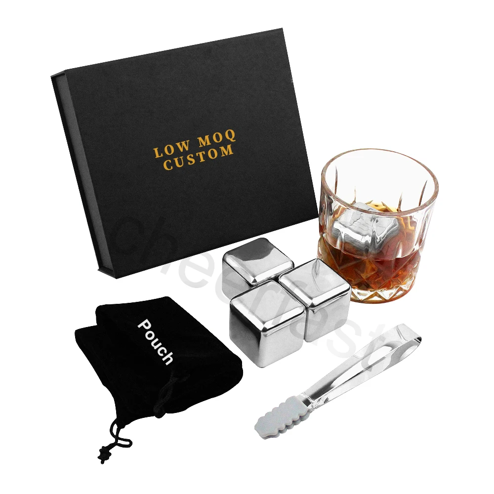 Perfect For Those Who Want Enjoy The Pure Taste Without Dilution Of Ice 4cm XL Bigger Size Magnetic Box Metal Ice Cube Gift Set