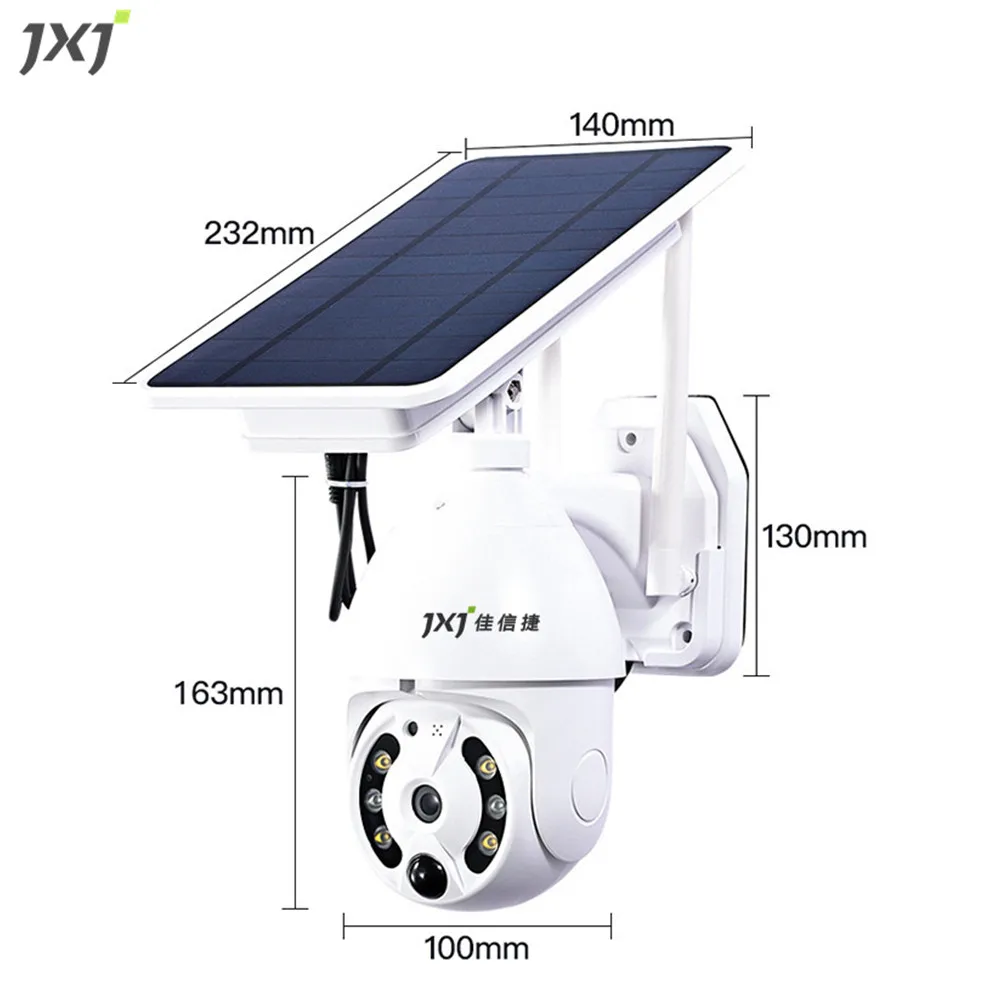 JXJ Buy Smart Power Lithium Battery WiFi 1080P PTZ Wireless IP Two-way Voice Tuya Smart Solar Security Light CCTV Camera Outdoor