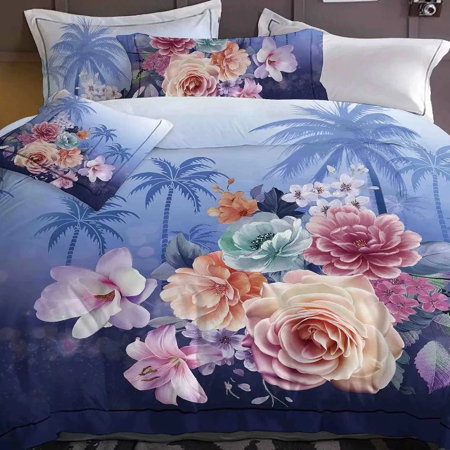  china textiles fabric microfiber brushed 3D printed bed for sheet abaya wholesale