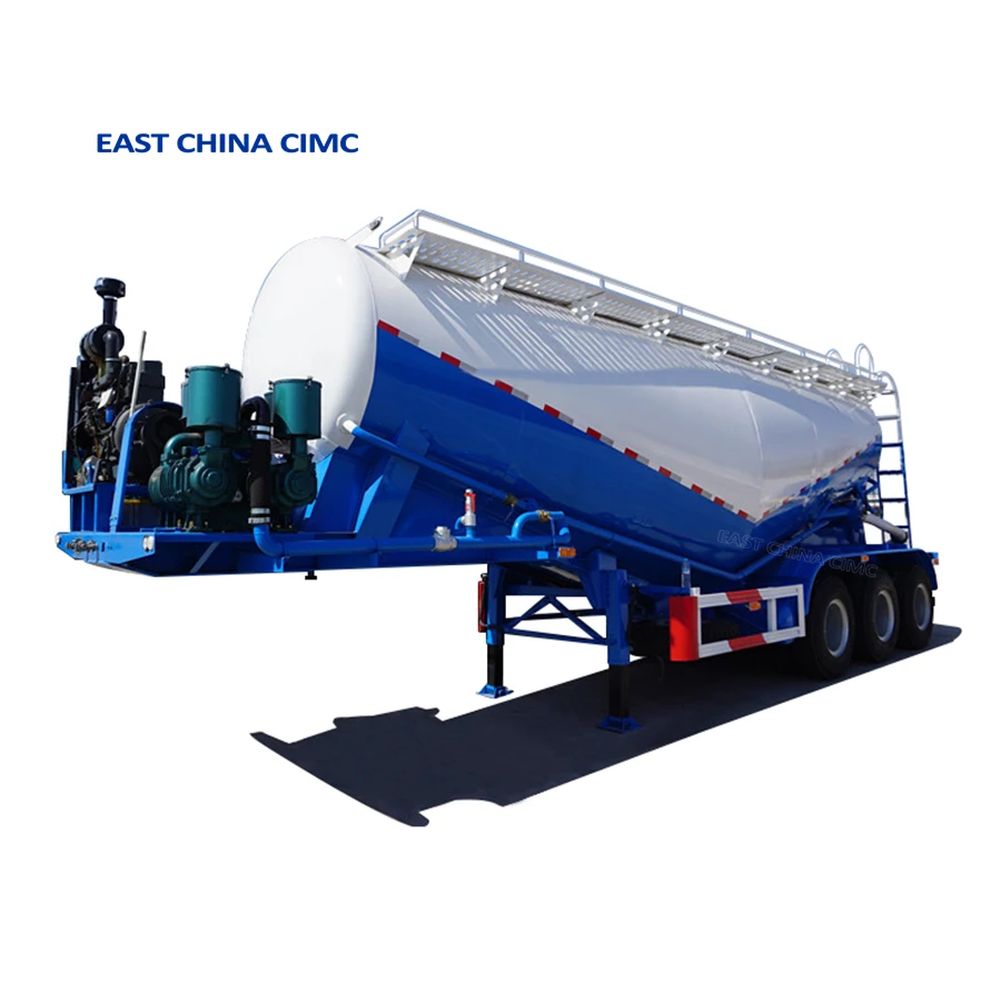 3 Axles 40cbm Cement Tank Trailer With Air Compressor And Diesel Engine For Hot Sale