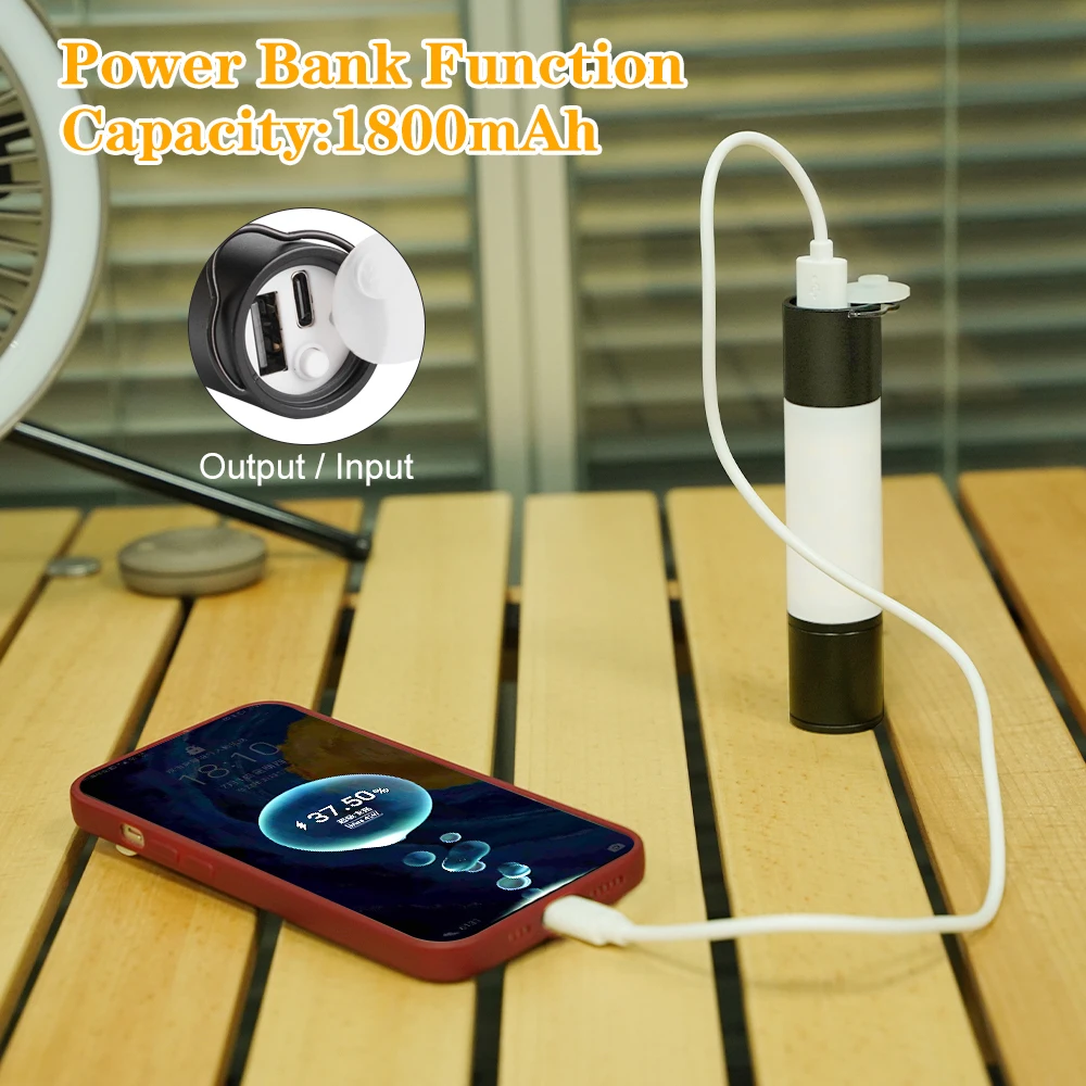 Rechargeable LED Outdoor Mini Flashlight Zoomable Aluminum Alloy Hanging Camping Lanterns Portable Torch Light With Tripod