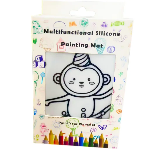 2023 New Design Cute Animal Silicone Drawing Mat Customized Logo Rectangle Sustainable Silicone Mat with Custom Printing 130g