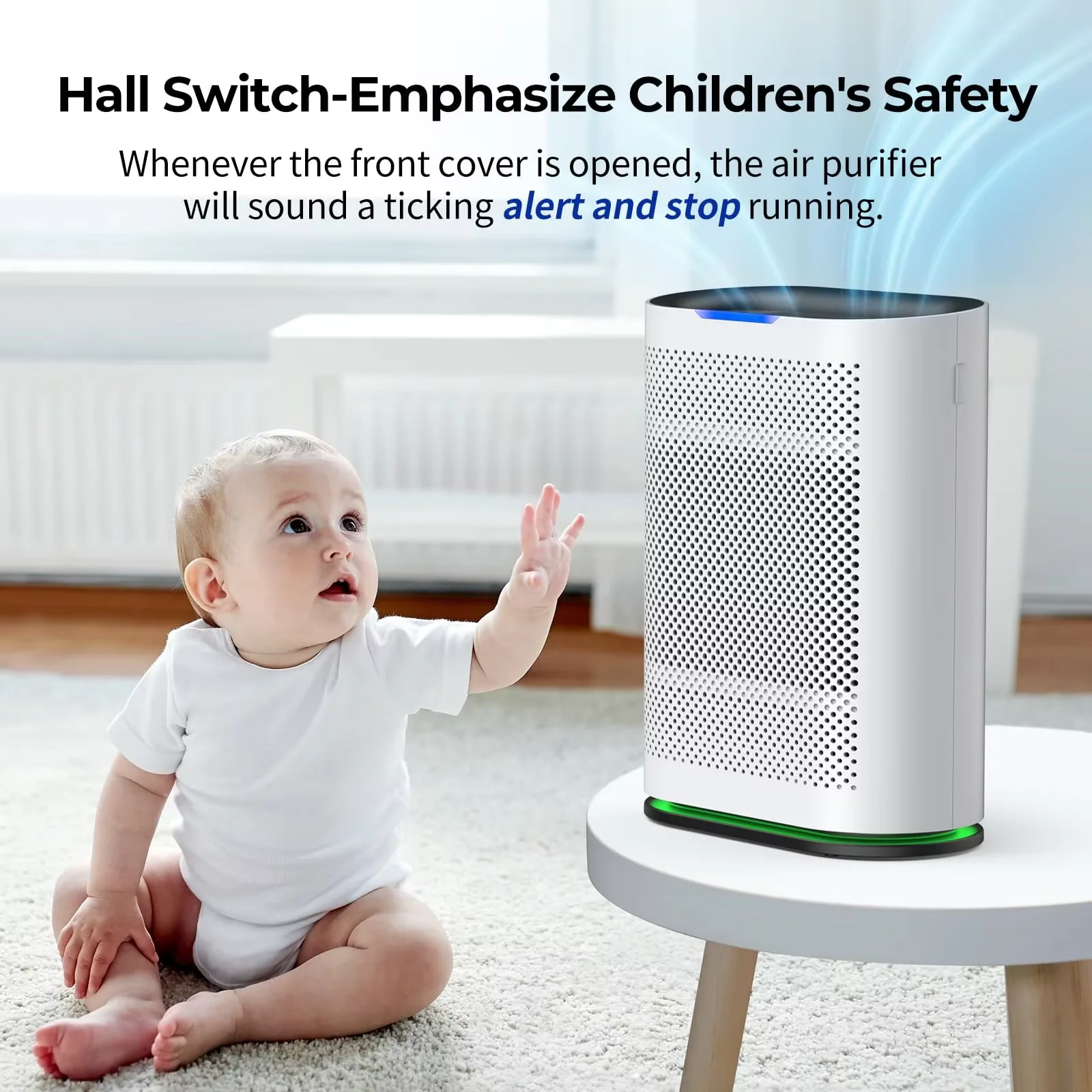 2024 New Design White Black Air Purifier with AC Power Supply and Led Display Active Carbon Hepa Filter for Home Room Desktop