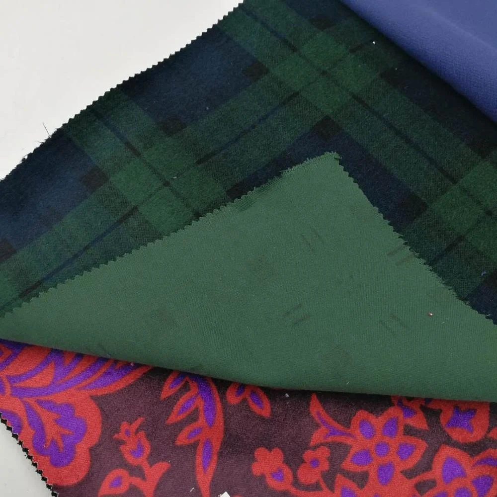 HOTSALE 9682 250g/m2 100%cotton print velvet fabric cloth paisley green plaid or flower design for garments