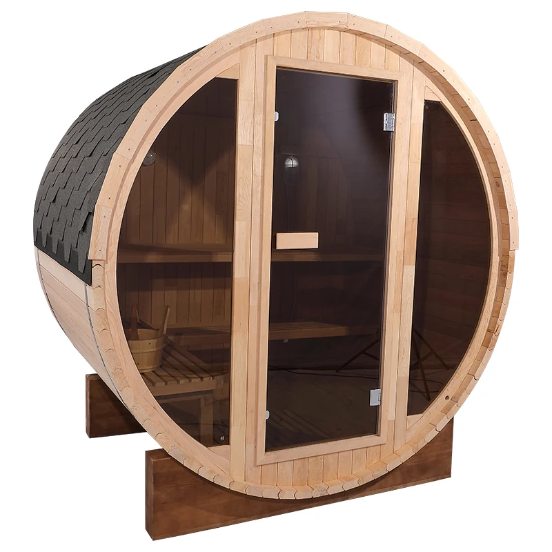 Barrel Sauna Outdoor Cedar/ Hemlock Wood Barrel Sauna 2-4 Person Outdoor Steam Barrel sauna