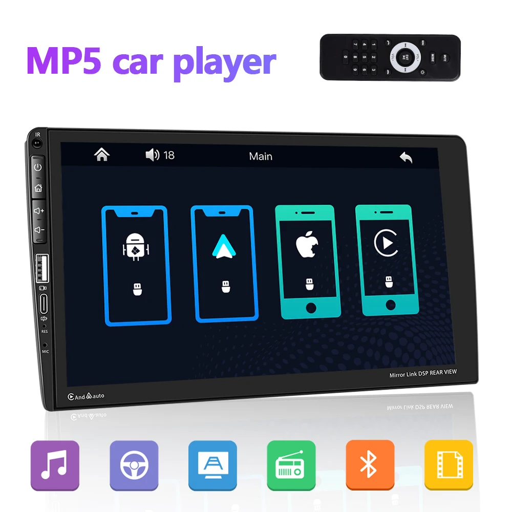 Автомобильный MP5-плеер Podofo стерео-система на Android с сенсорным экраном 9 дюймов FM BT USB входом Type-C и внешним микрофоном Типоразмер 1 Din