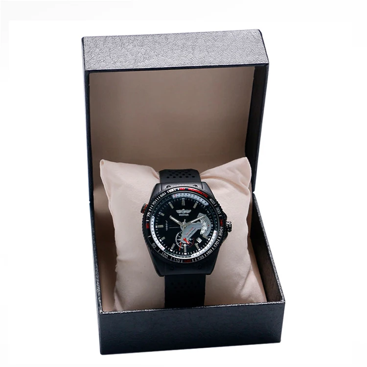 Custom Logo Made High Quality Small Quantity Recycled Cardboard Black White Watch Luxury Gift Packaging Paper Boxes With Pillow