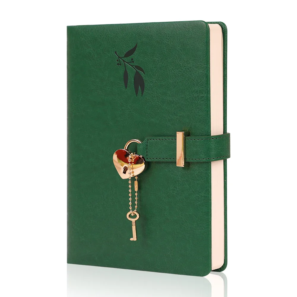 Sweet Girls Journal Notebook with Love Lock Customized Logo PU Leather Hardcover Dairy Planners