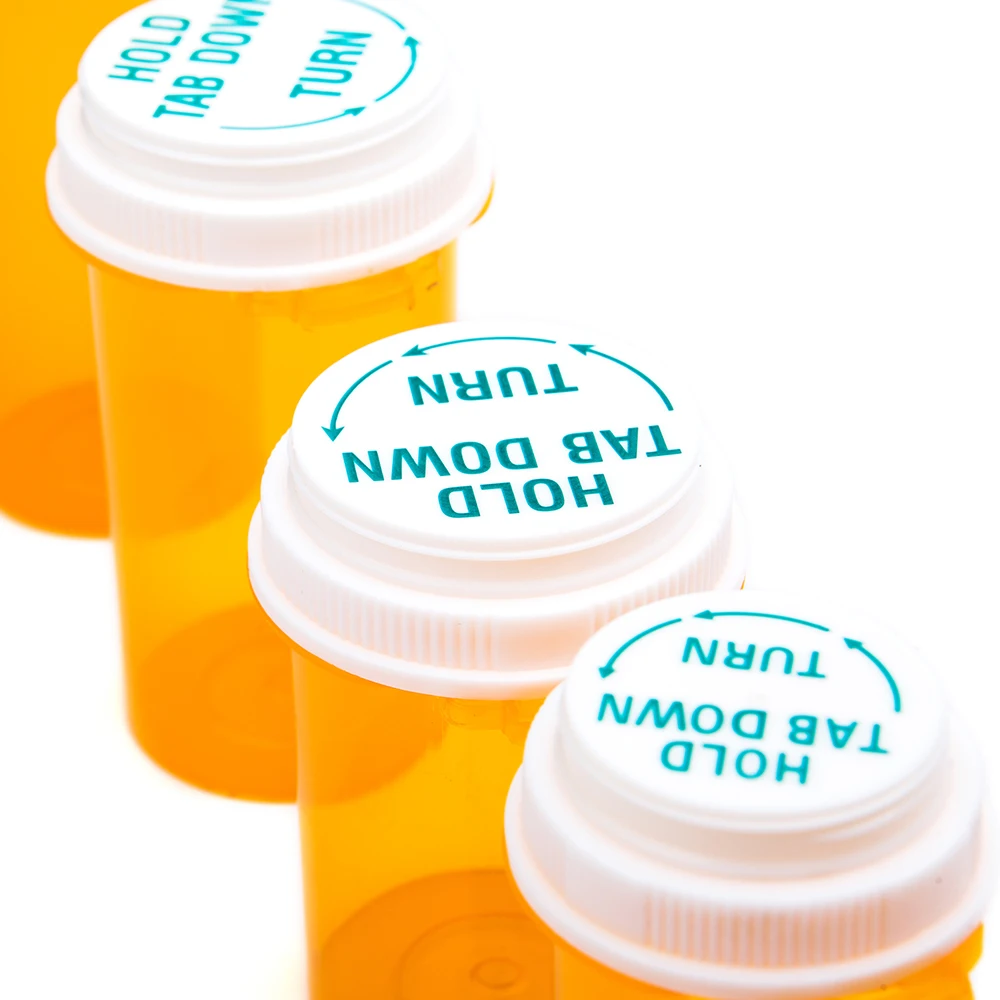 Down Turn Thumb Tab Vials Amber Plastic Prescription Rx Medicine Pill Bottle Reversible Vial Thumb Click Vial