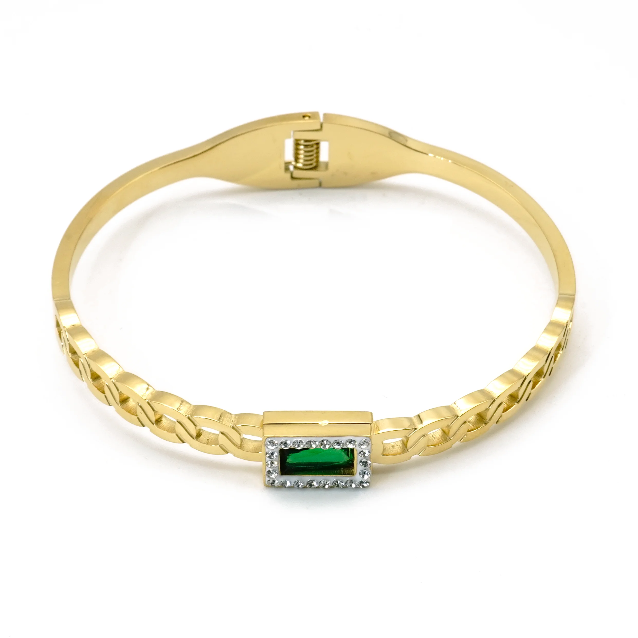 Personalized jewelry Emerald square diamond openwork gold bracelet Classic Greek mythological bracelet