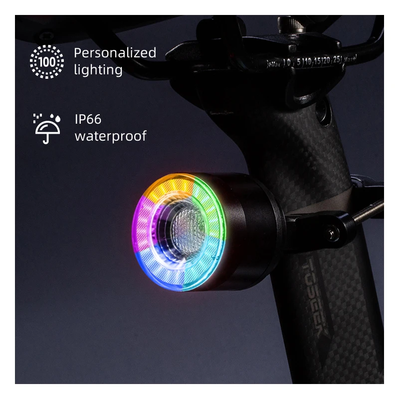 IP66 waterproof bike alarm tail light with remote rechargeable bike light bicycle alarm anti-theft rear led light for bike