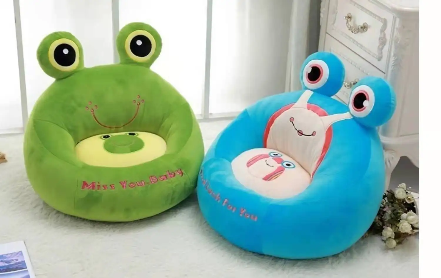 Custom kids fluffy toy living room sofa chair lazy stuffed animal bean bag