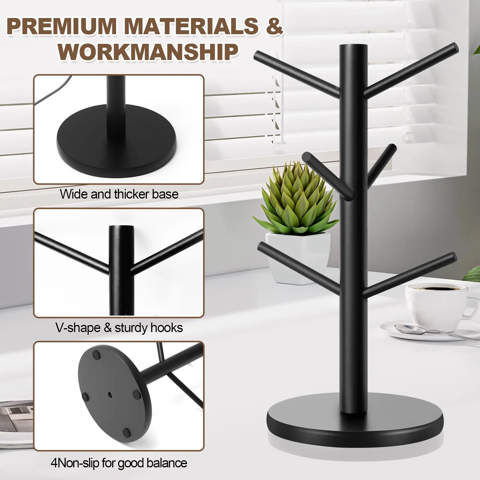 Hot Sale Creative Coffee Mug Rack Kitchen Cup Holder with 6 Hooks Coffee Mug Holder Tree