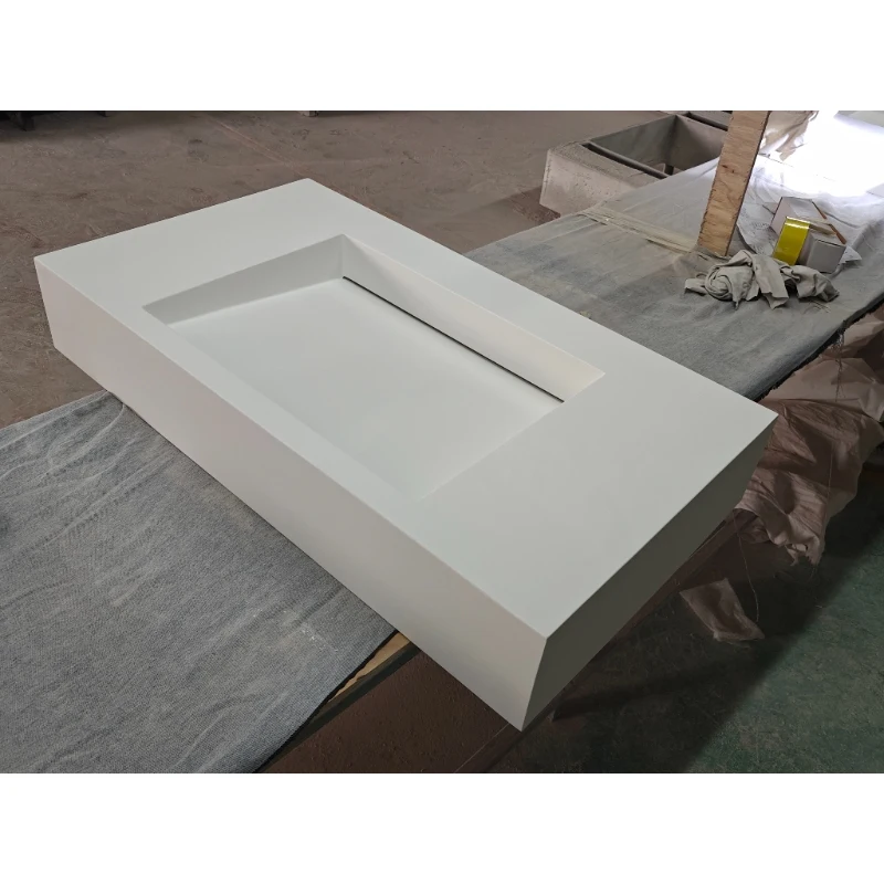 Maize-Yellow Wall Hung Bathroom Artificial Stone Sink Natural Pedestal Sink Free Standing Off-White Wash Basin