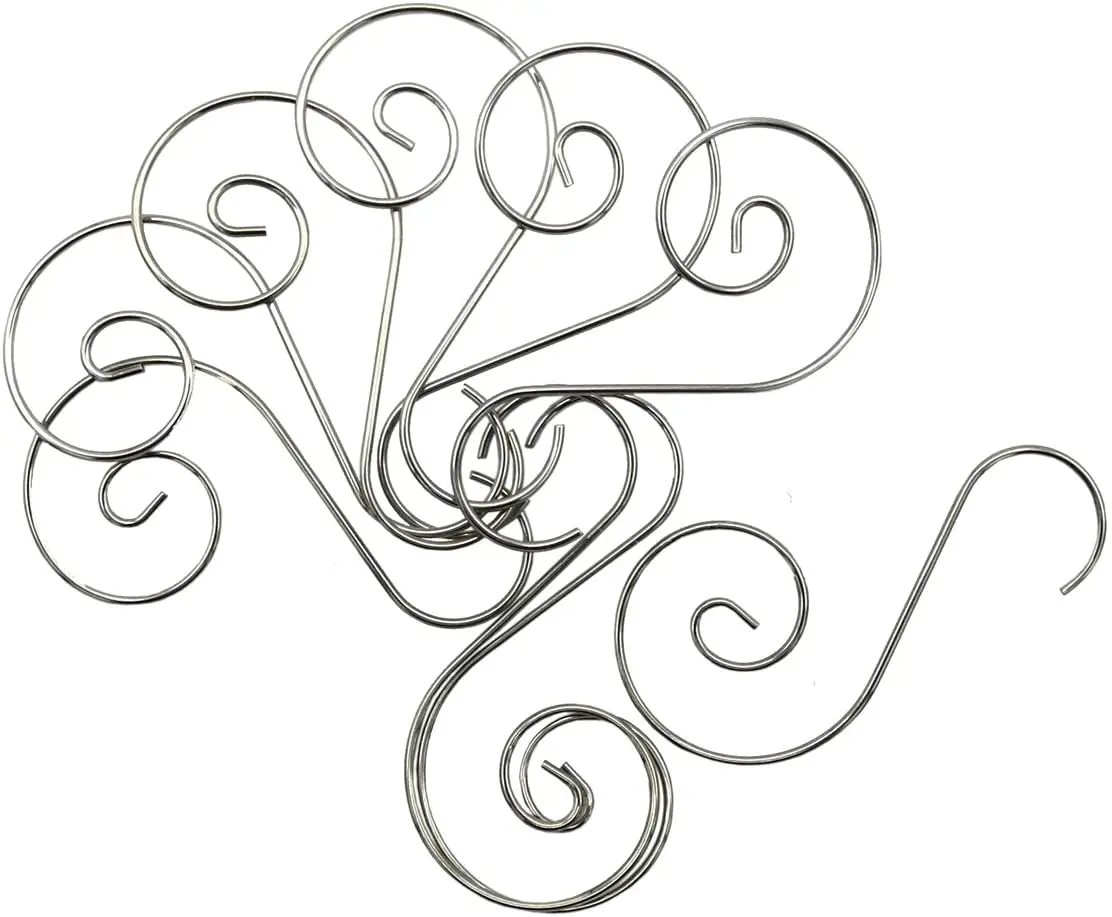 Silver Stainless steel S shape Christmas Tree Ornament Hangers Metal Wire Hangers for Hanging Decorations pack of 20pcs