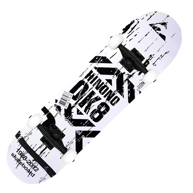 Professional Maple Skateboard Black and White Grid Checkerboard Concave Plate Double Rocker Skate Board for Beginners