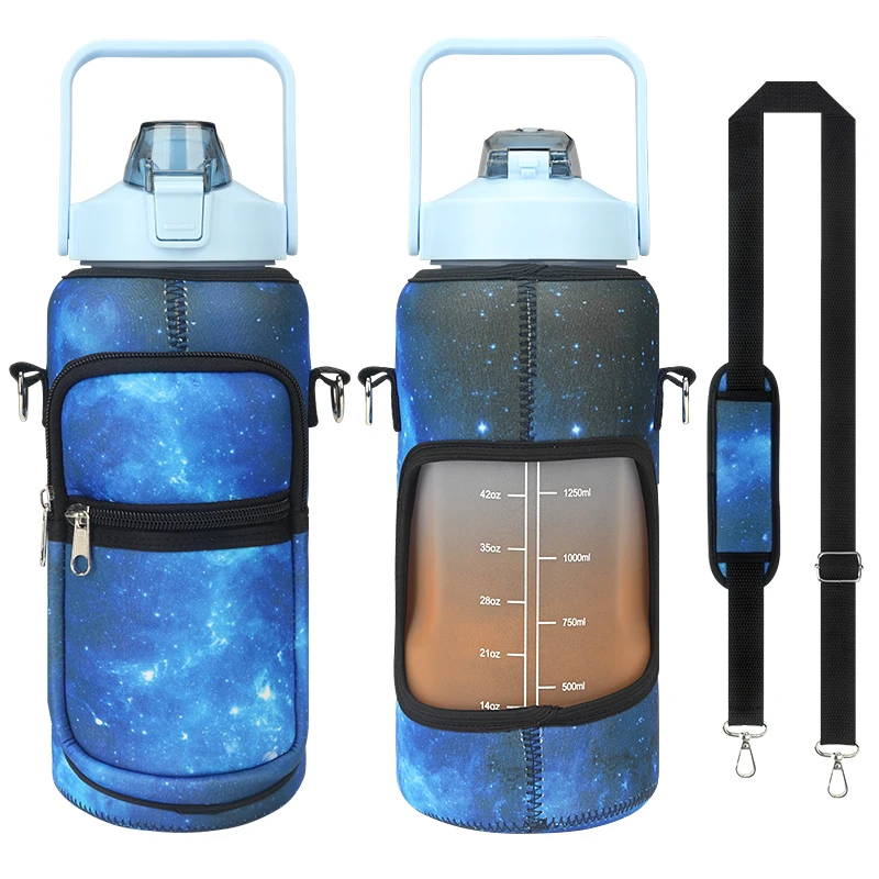 Half Gallon 64oz/2L Water Bottle Sleeve Protective Cover Sport Water Bottle Carrier with Strap