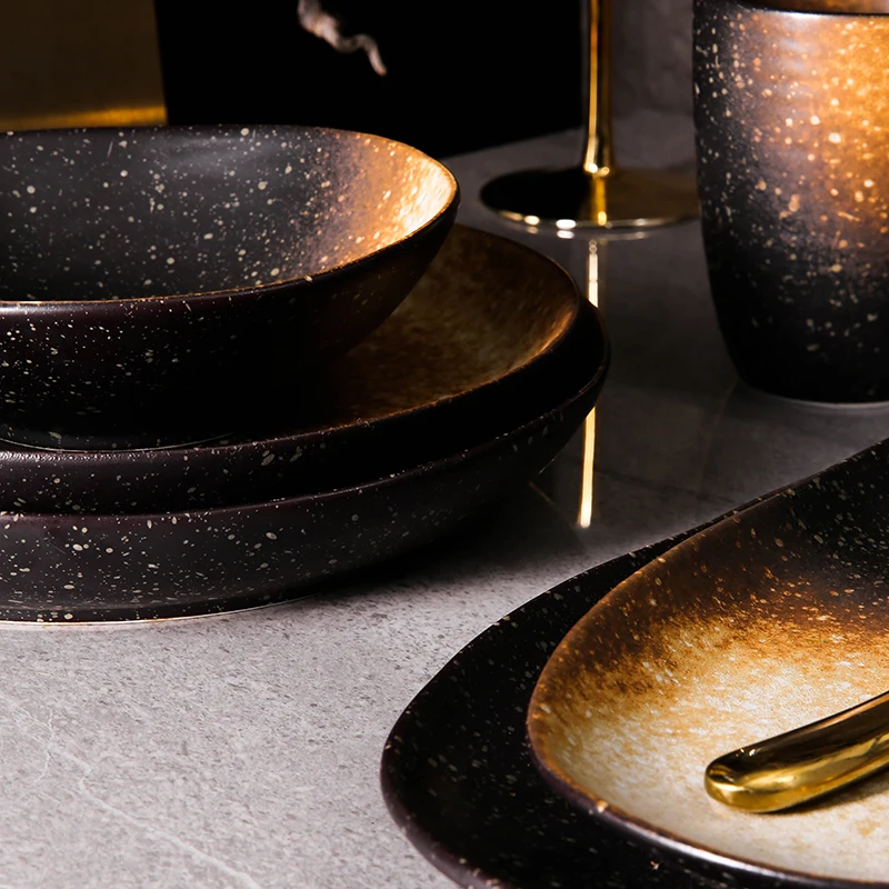 WEIYE China Ceramic Galaxy Premium Quality Crockery Porcelain Dinner Sets Reactive Glaze Stoneware Dinnerware Set