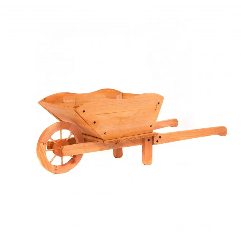 Garden decoration home outdoor flower pot stand wood large wooden wheelbarrow planter