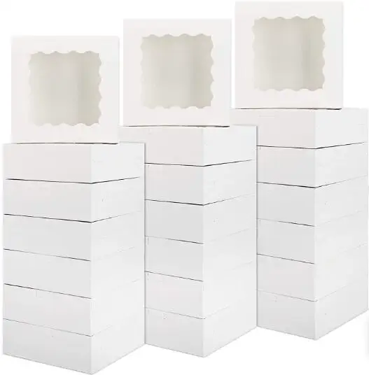 10x10x5 INCH  CHEAP FOLDING WHITE CAKE BOXES WITH WINDOW