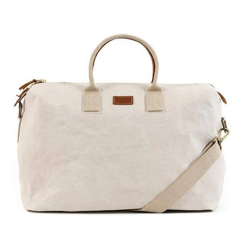 Eco Friendly Luxury Washable Kraft Paper Travel Outdoor Women Over Night Weekender Bag