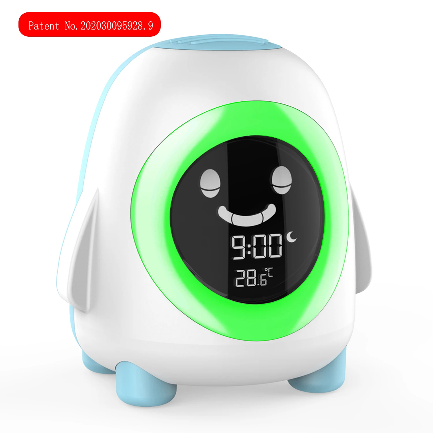 Kids Alarm Clock Sleep Trainer Teach Children Time to Wake Up Bedside Clock with 5 Changing Color Night Light, Penguin  Design