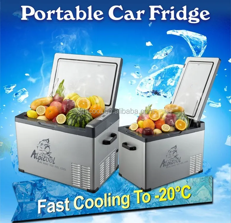 75L Portable Car Refrirator with Built-In Battery Freezer Cooling Mode 24V and 220V Volta Capacity Made by Abarth Traveller