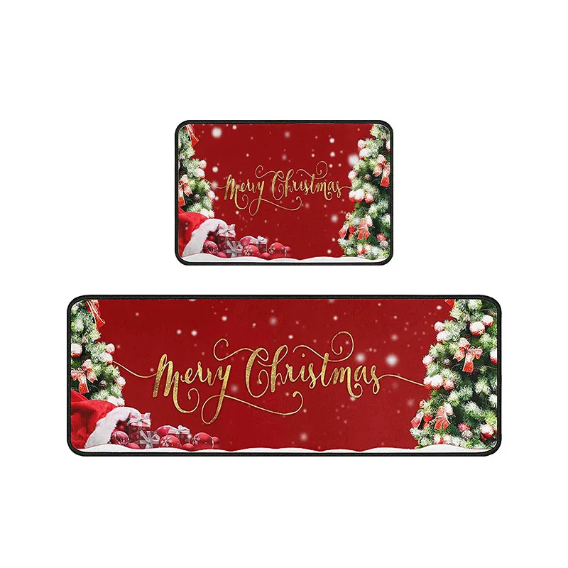 2024 Christmas Cartoon Doormat Reversible Kitchen Carpet for Home Hotel Washable Polyester Entrance Mat