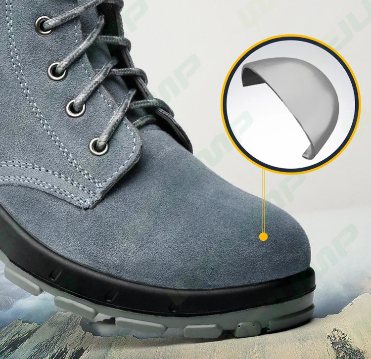 Wejump suede cow leather wear-resistant mesh fabric Lightweight Breathable Deodorant Work Shoes Construction Safety Shoes