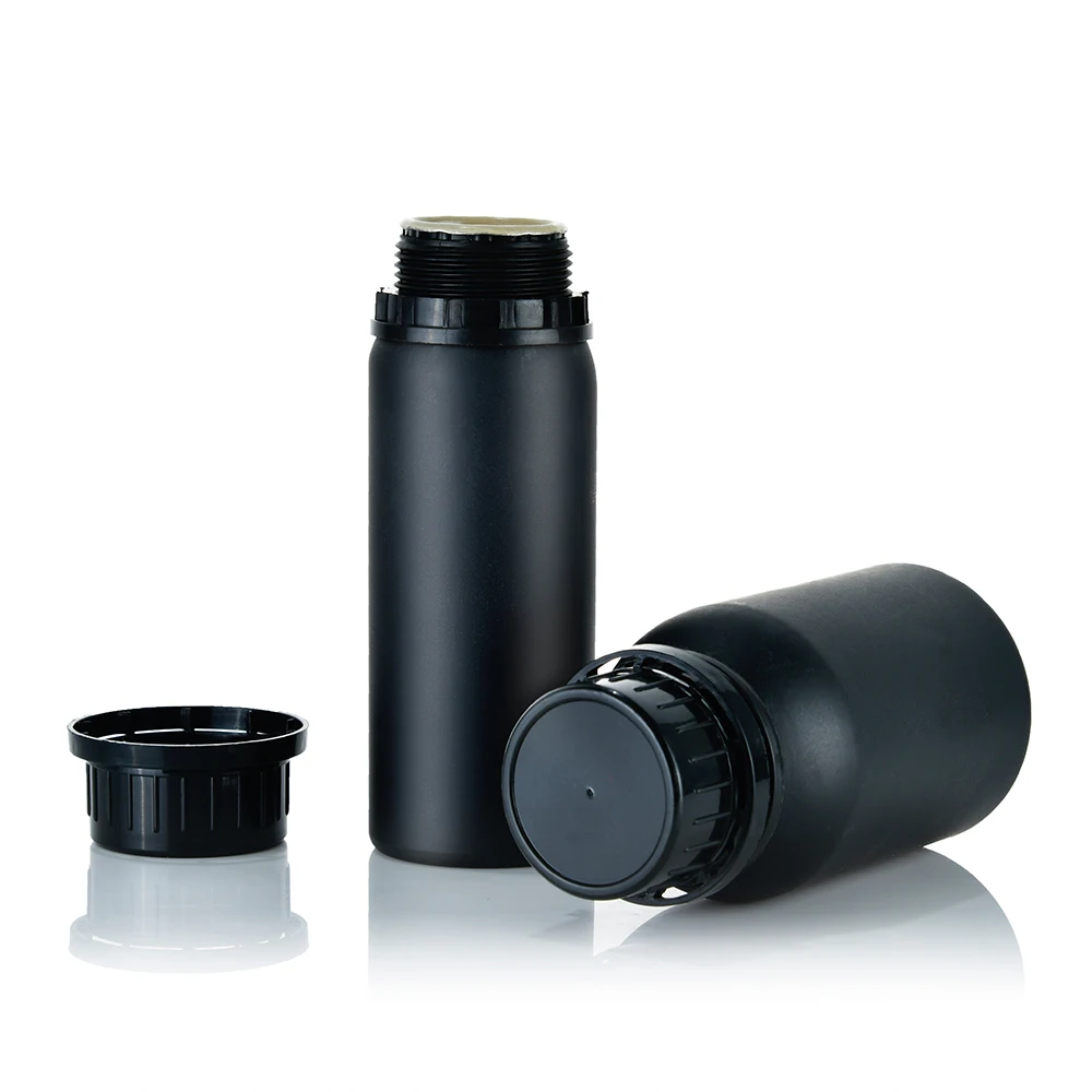 Wholesale High quality Cosmetic Container 50ml 100ml 250ml 500ml  Empty Container Black Aluminum Bottles With Anti-theft Cap