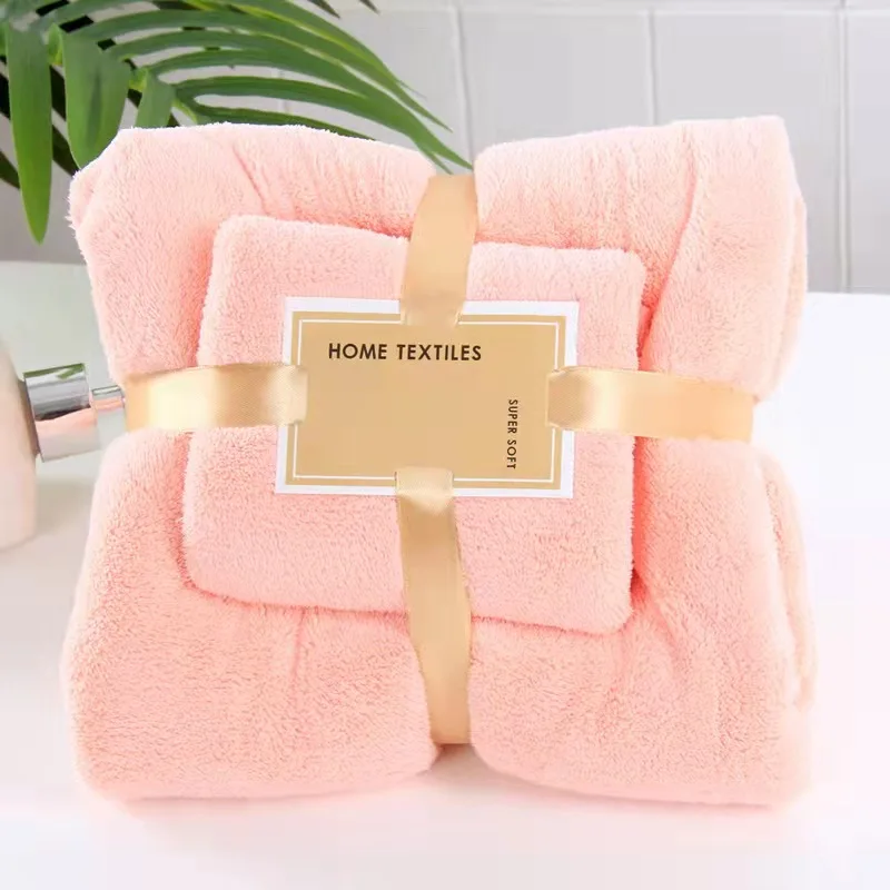 Soft Customize Logo White microfiber Cheap Coral Fleece Face bath set of bath towels