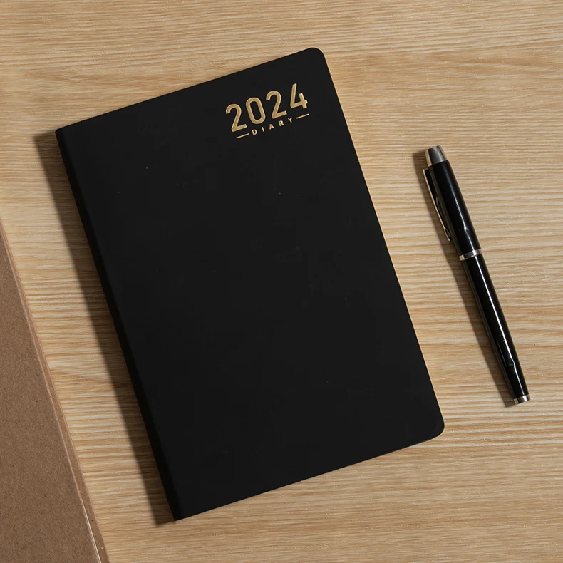 HongShun a5 English Spanish inside page pu leather agendas custom calendar planner with logo