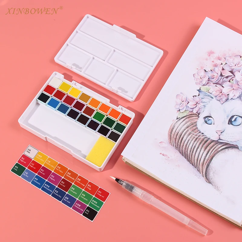  Набор нетоксичных однотонных акварельных красок Xinbowen Professional 12 24 36 48