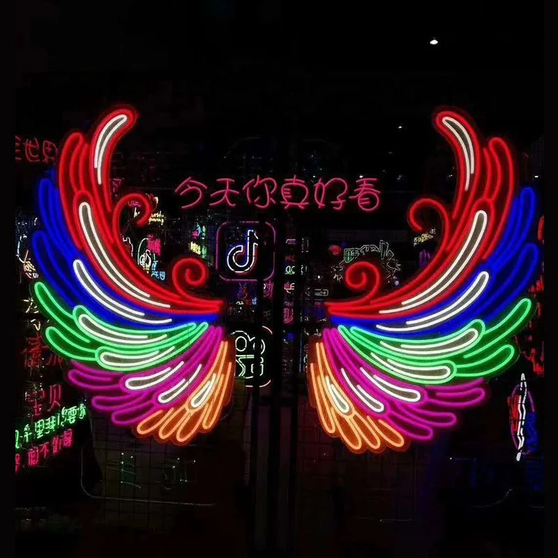 New Arrival Custom  Big Angel Wings Butterfly Decoration Led Neon Sign for Wedding Party