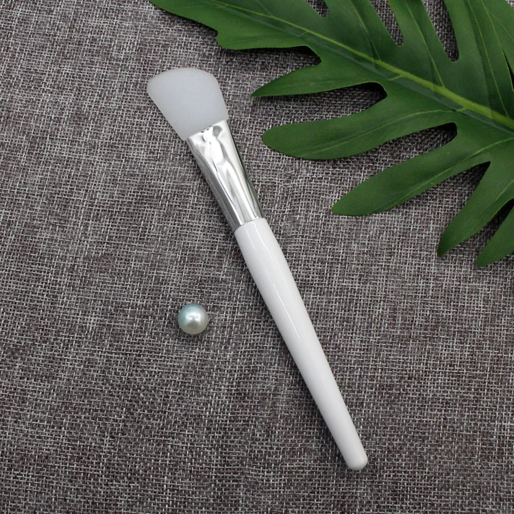 
Wholesale Customizable Logo White Wooden Silicone Facial Mask Brush Beauty Tool 