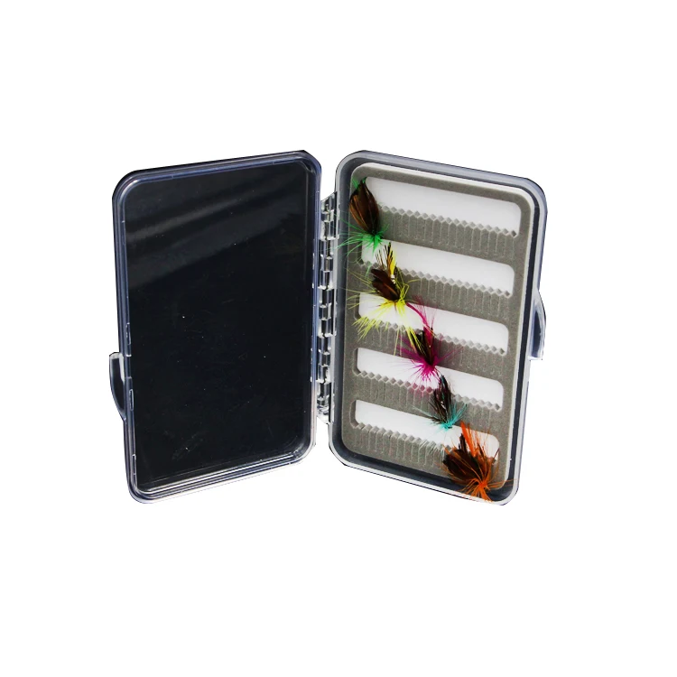 
Portable Outdoor bait tool ABS shell EVA Inner pad Clear plastic fly fishing tackle box 