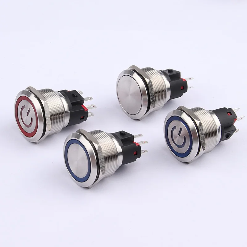 15A high current 22mm power button on off with light waterproof IP67 metal button switch