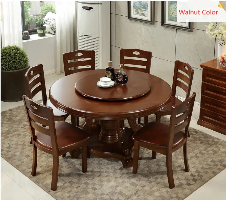 6 Seat Dining Room Furniture Round Rotating Dining Table