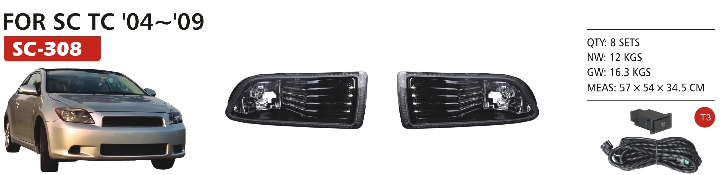 Fog Light Lamps For SCION TC 2004-2009 waterproof pentair fog light