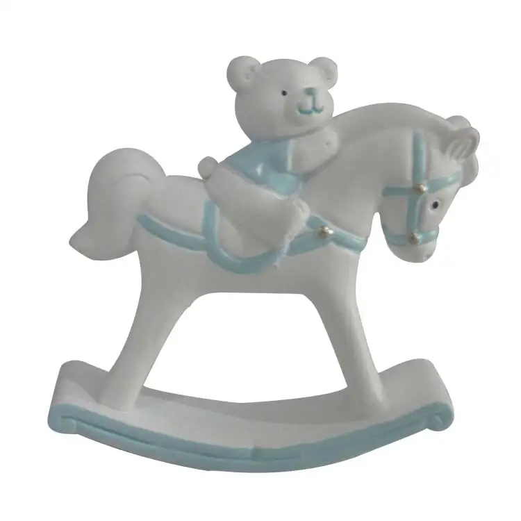 Custom Sculpture Small Baby Boy and Girl Horse Figurine Fancy Gifts Polyresin Baby Shower Figurines