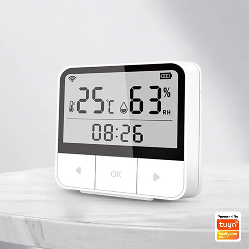 tuya smart home WiFi temperature detector app control wireless scene Google assistant alexa LCD screen smart humidity sensor