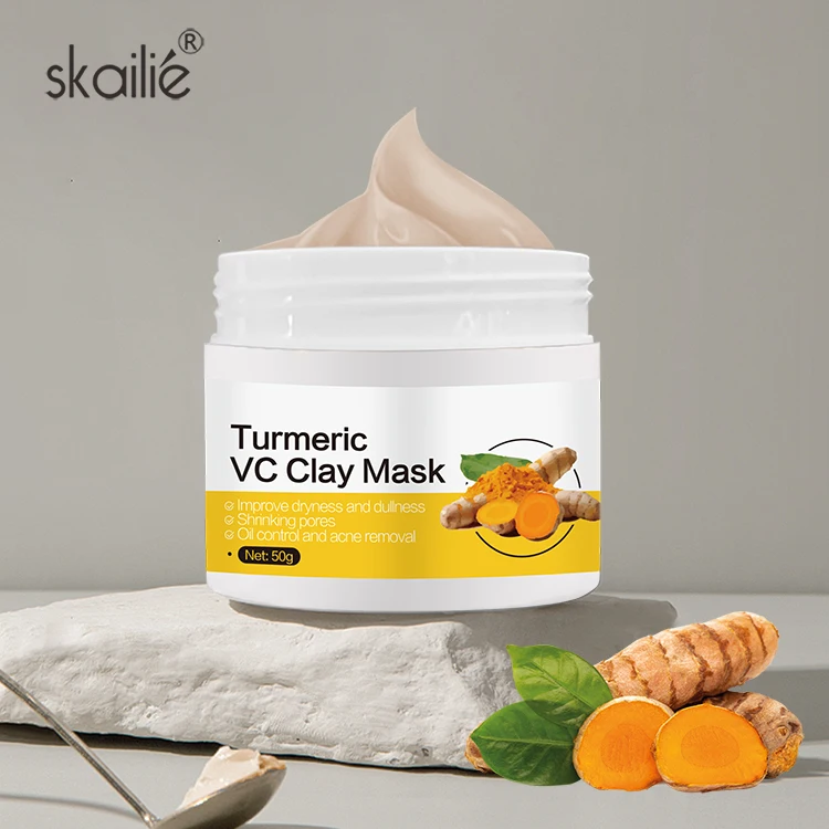 Private Label Custom Logo Natural Beauty Organic Facial Care Whitening Exfoliating Vitamin C Turmeric Clay Mask