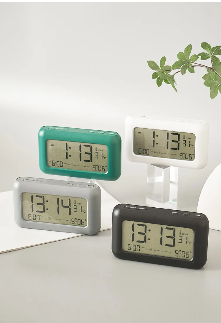 Новый большой экран Простой заряжаемый цифровой будильник для спальни прикроватный ЖК-стол часы отображаются Календарь Неделя температура