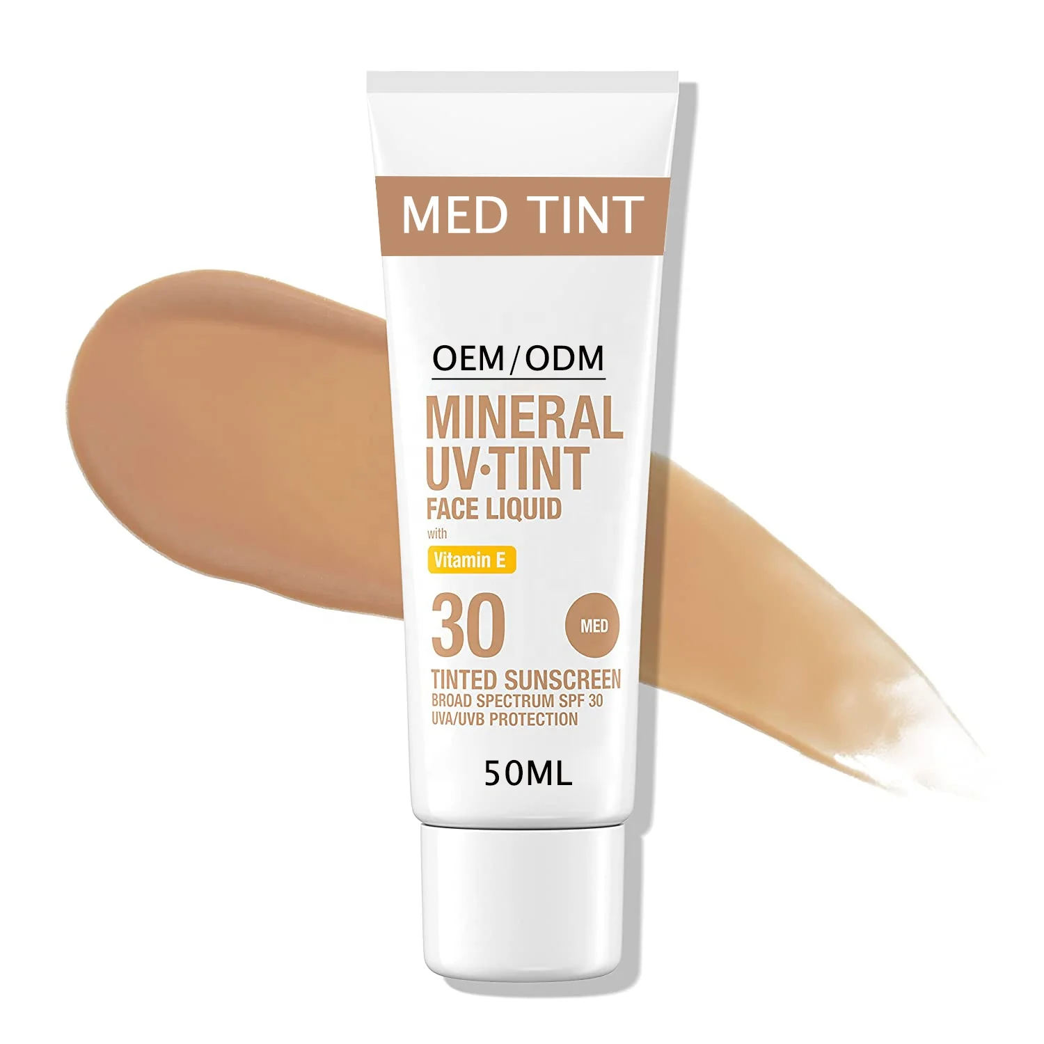 Private Label Tinted Sunscreen SPF50 Reef Safe Lightweight with Titanium Dioxide Mineral Broad Spectrum Face Sunscreen