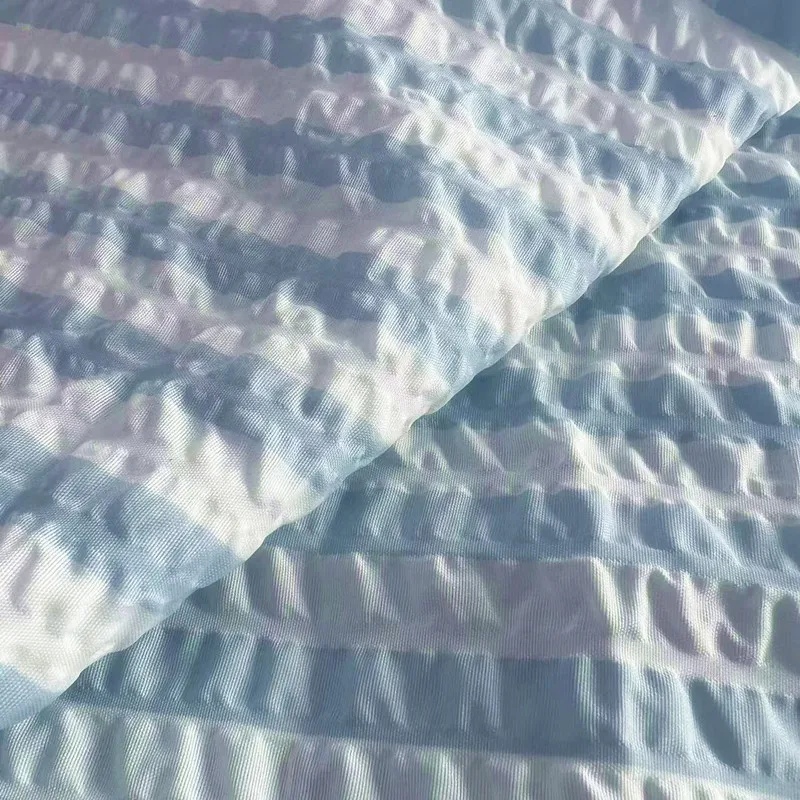 New function bubble Ripple printed polyester fabric seersucker 100% polyester for home textiles