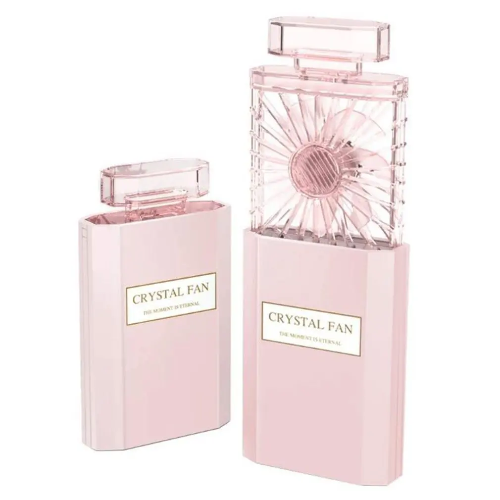 2021 white perfume bottle fan 1200mah lithium battery non electric cooling fans pocket mini usb fan for girls