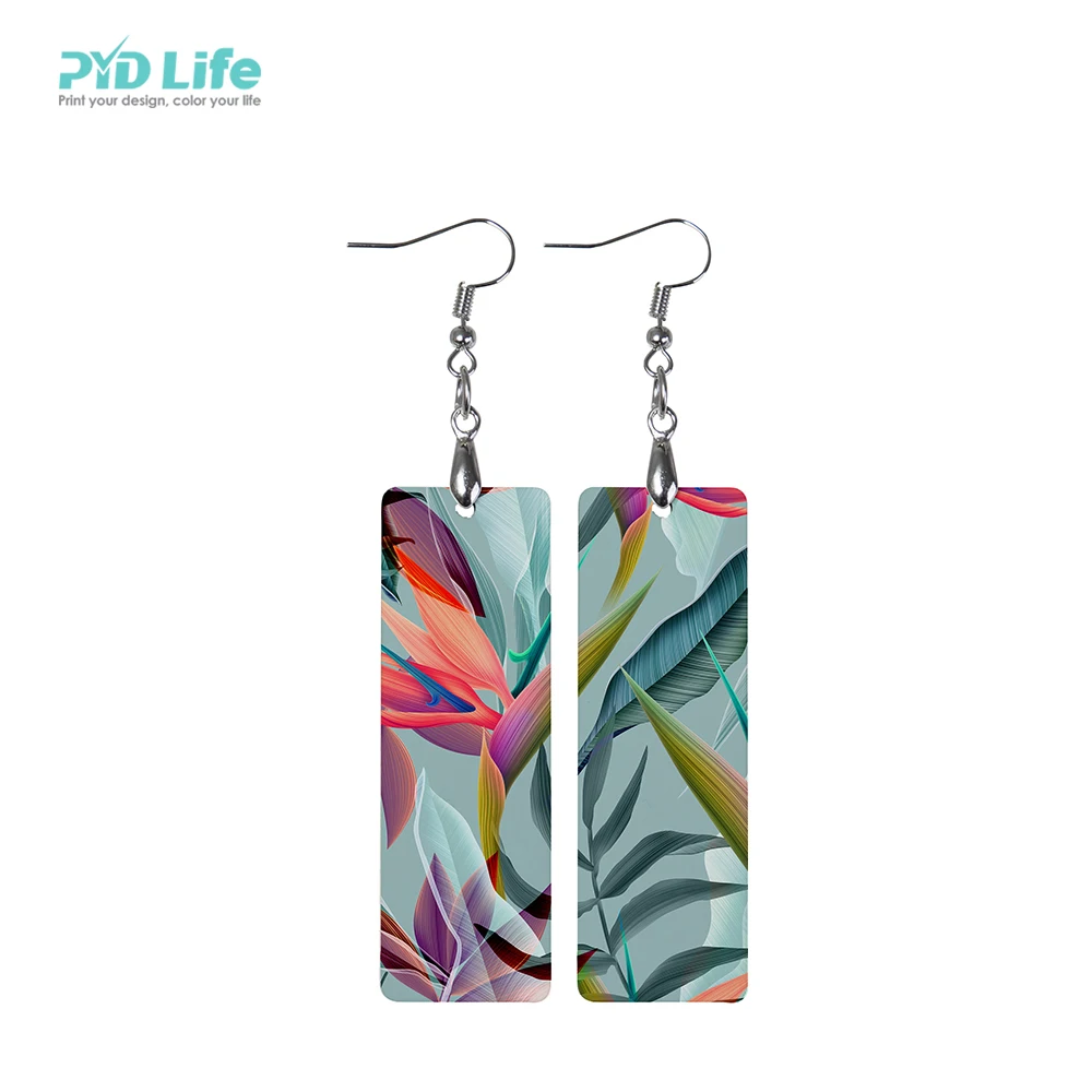 PYD Life Wholesale Custom Sublimation Christmas Rectangular Hardboard Jewelry Earrings Blanks Sublimation Earring with Ear Hooks