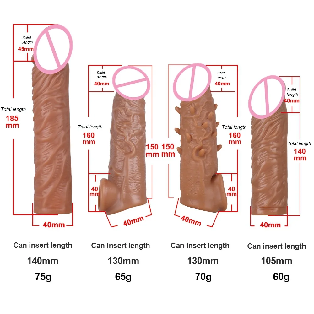 7.08 Inch Realistic Penis Sleeve Extender Reusable Dildos Condom Delay Ejaculation Dick Enlargement Sex Toys for Men