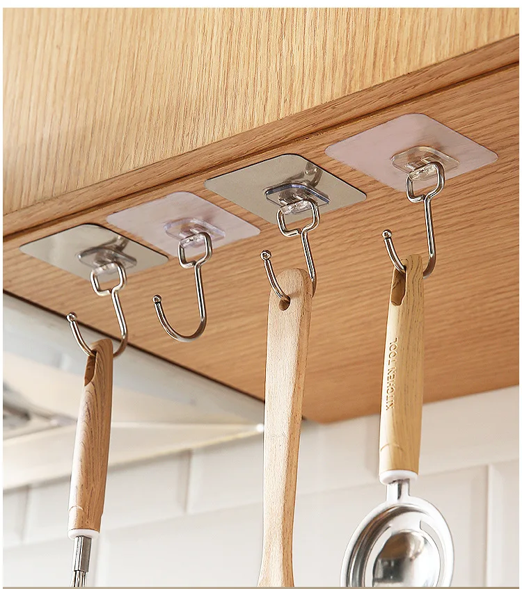 2024 Wholesale Punch-free Hook Hook Clothes Traceless Sticky Towel Hooks for Hanging Wall